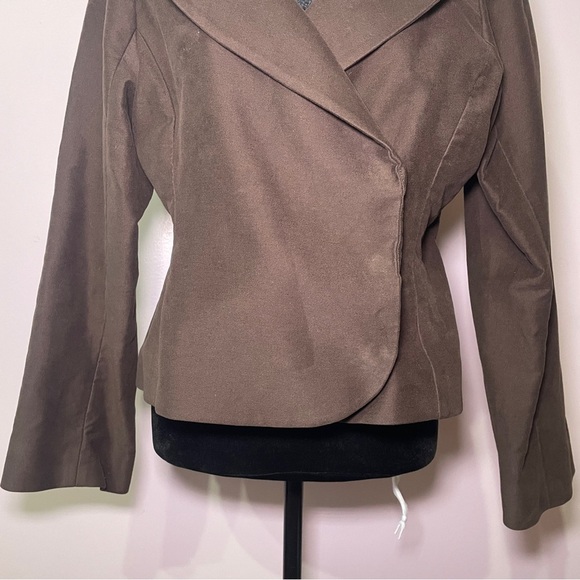 Djerf Avenue- Moleskin Blazer Brown Size Medium Fitted Cropped Cotton Jacket - Picture 7 of 14
